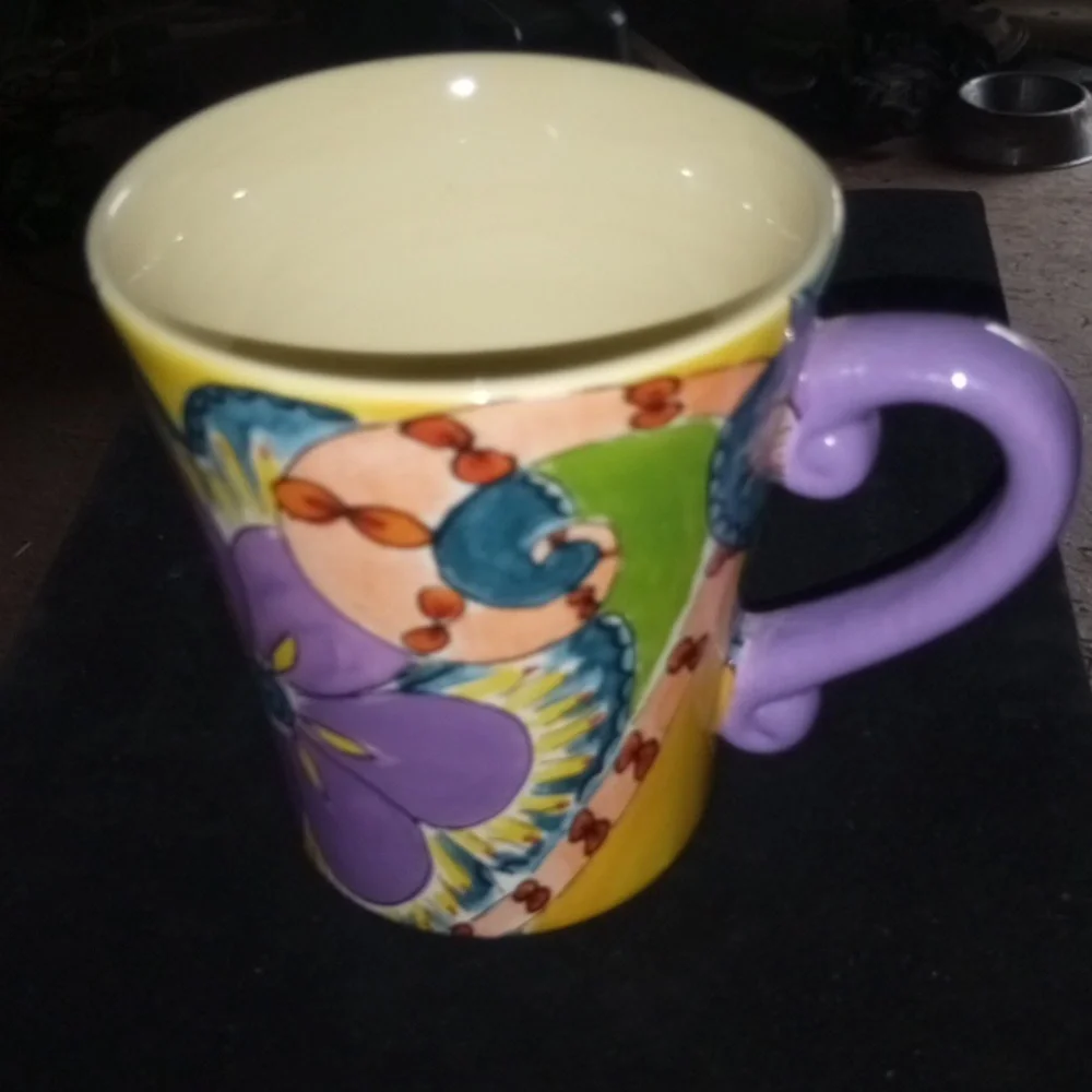 Set Of Two, Pfaltzgraff Purple and Yellow Floral Mug, Merisella
